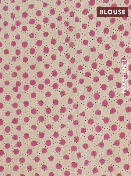 Semi chanderi saree light pink and beige with plain body and zari woven border