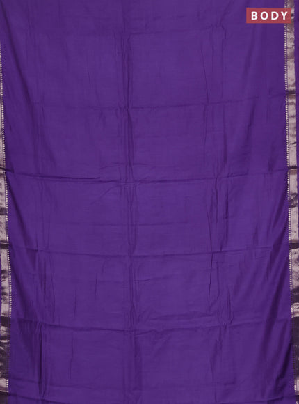 Semi chanderi saree violet and beige with plain body and zari woven border