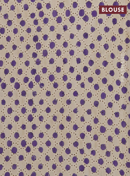 Semi chanderi saree violet and beige with plain body and zari woven border