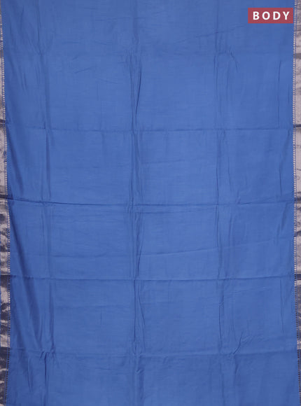 Semi chanderi saree pastel blue and beige with plain body and zari woven border