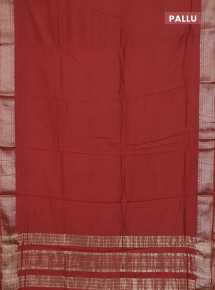 Semi chanderi saree maroon and beige with plain body and zari woven border