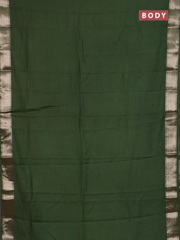 Semi chanderi saree sap green and beige with plain body and zari woven border