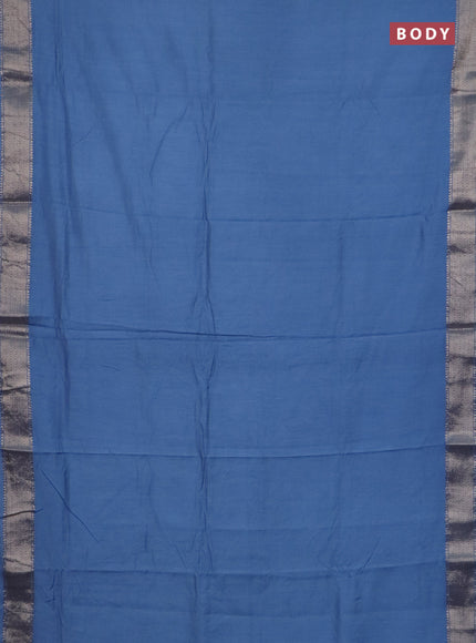 Semi chanderi saree pastel blue and beige with plain body and zari woven border