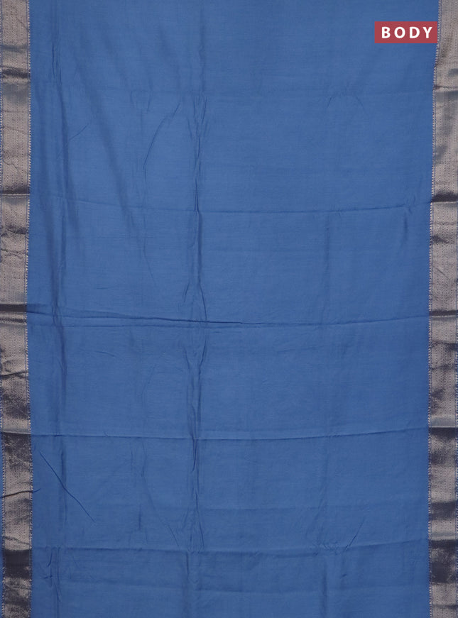 Semi chanderi saree pastel blue and beige with plain body and zari woven border