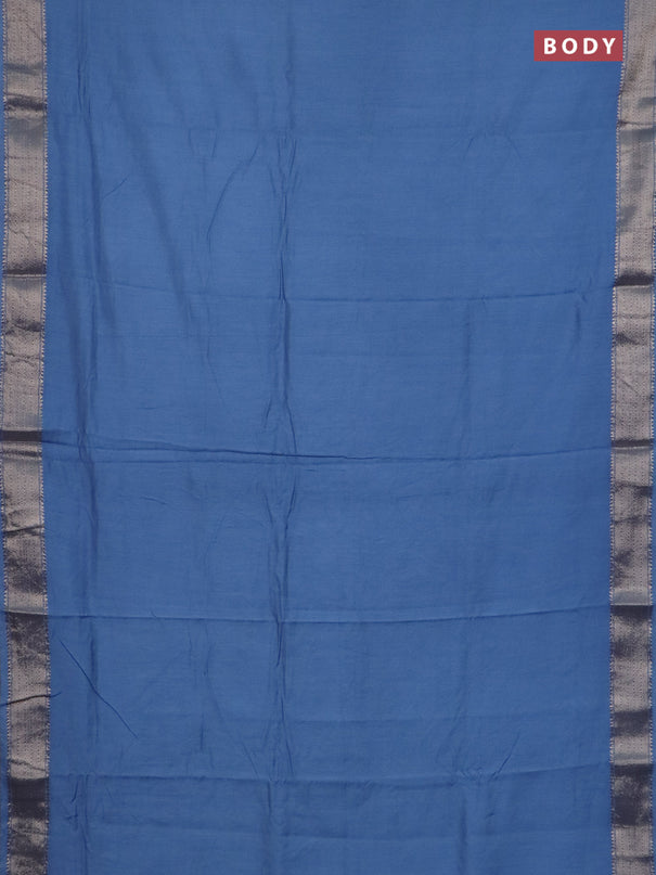 Semi chanderi saree pastel blue and beige with plain body and zari woven border