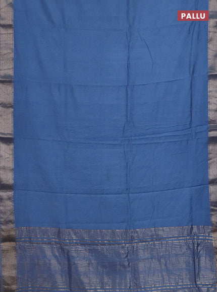 Semi chanderi saree pastel blue and beige with plain body and zari woven border