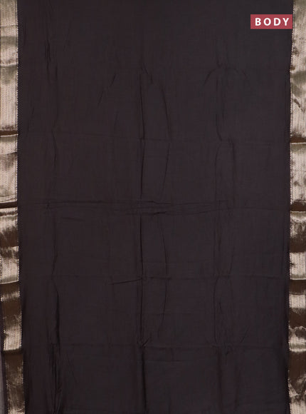 Semi chanderi saree coffee brown and beige with plain body and zari woven border