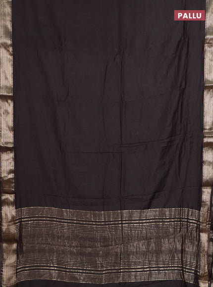 Semi chanderi saree coffee brown and beige with plain body and zari woven border