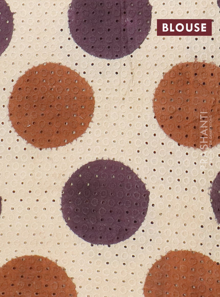 Semi chanderi saree brown and beige with plain body and zari woven border