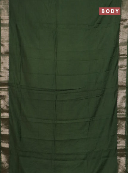 Semi chanderi saree sap green and beige with plain body and zari woven border