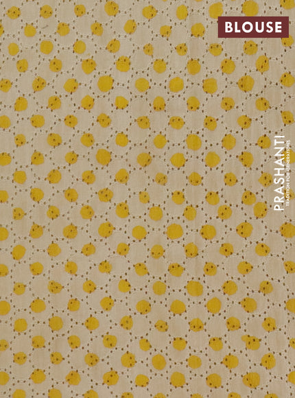 Semi chanderi saree yellow and beige with plain body and zari woven border