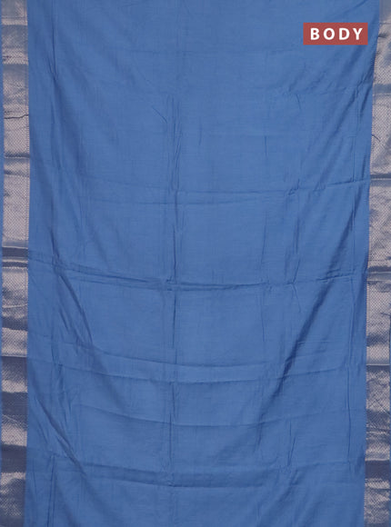 Semi chanderi saree pastel blue and beige with plain body and zari woven border