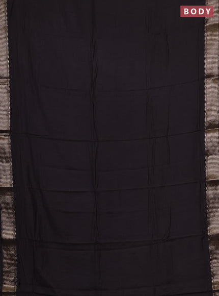 Semi chanderi saree coffee brown and beige with plain body and zari woven border