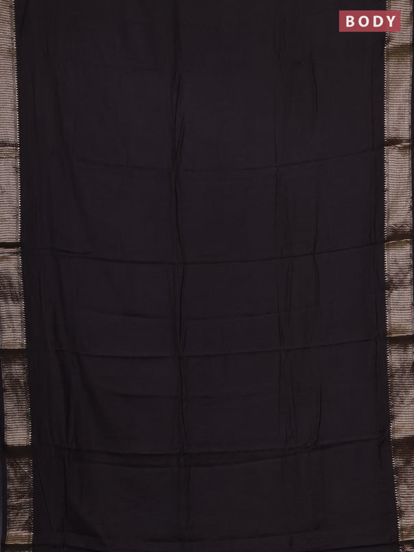 Semi chanderi saree coffee brown and beige with plain body and zari woven border