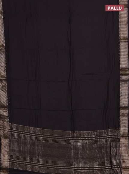 Semi chanderi saree coffee brown and beige with plain body and zari woven border