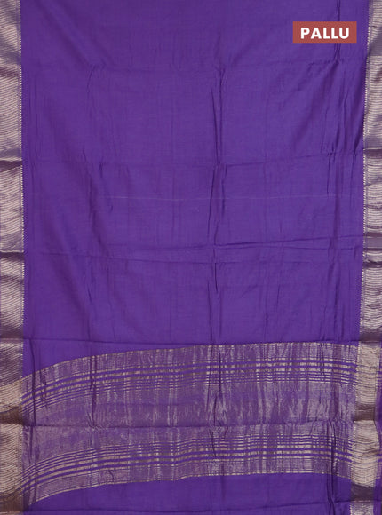 Semi chanderi saree lavender and beige with plain body and zari woven border