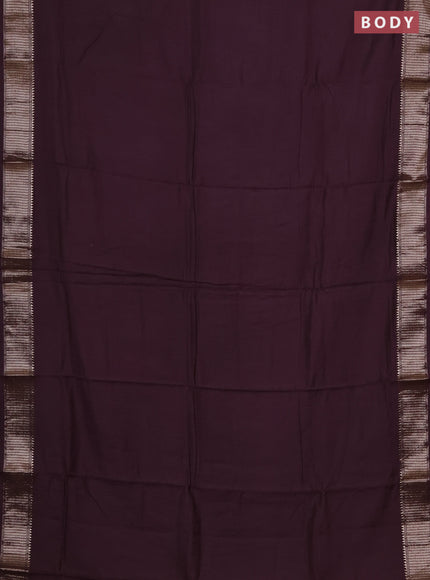 Semi chanderi saree wine shade and beige with plain body and zari woven border