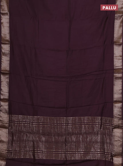 Semi chanderi saree wine shade and beige with plain body and zari woven border