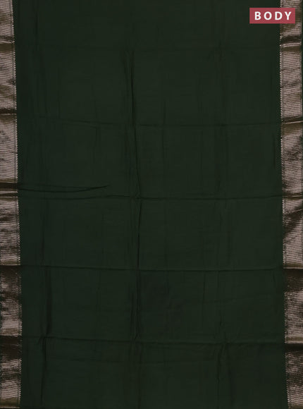 Semi chanderi saree green and beige with plain body and zari woven border