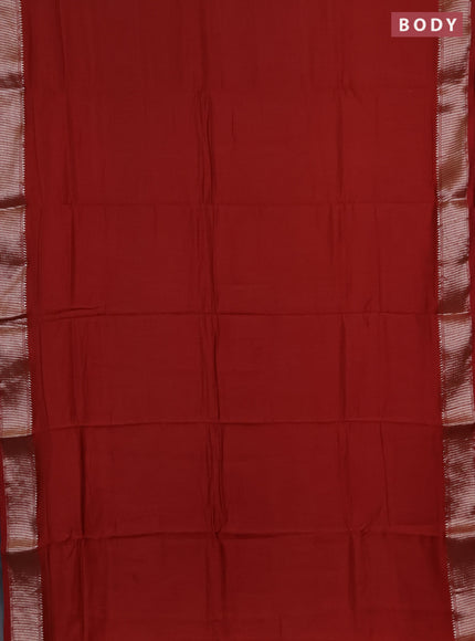Semi chanderi saree maroon and beige with plain body and zari woven border