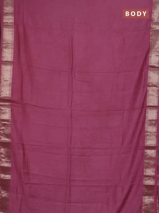 Semi chanderi saree mauve pink and beige with plain body and zari woven border