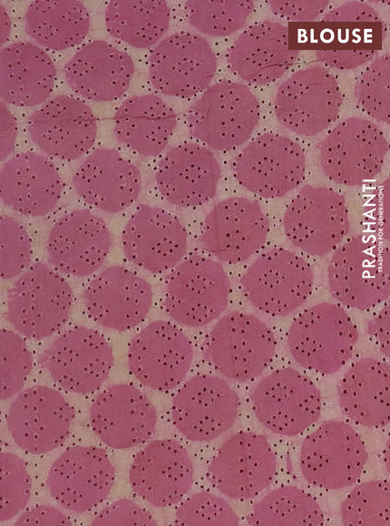 Semi chanderi saree mauve pink and beige with plain body and zari woven border