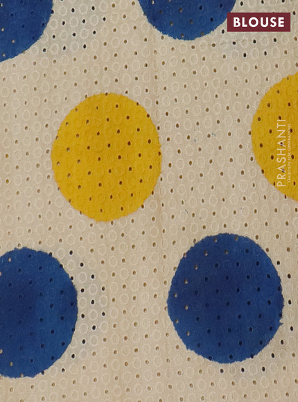 Semi chanderi saree yellow and beige blue with plain body and zari woven border