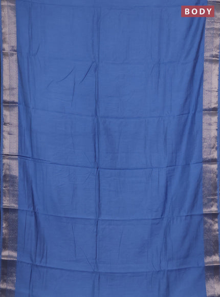 Semi chanderi saree pastel blue and beige with plain body and zari woven border