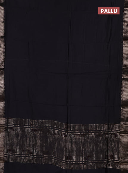 Semi chanderi saree black and beige with plain body and zari woven border