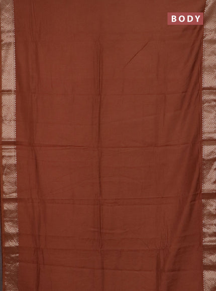 Semi chanderi saree rust shade and beige with plain body and zari woven border