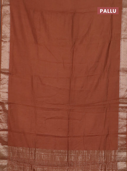 Semi chanderi saree rust shade and beige with plain body and zari woven border