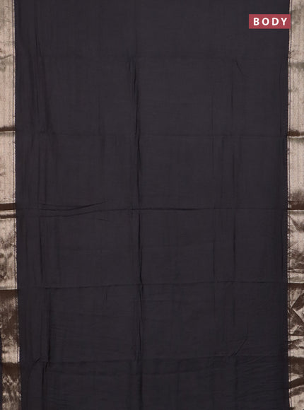 Semi chanderi saree coffee brown and beige with plain body and zari woven border