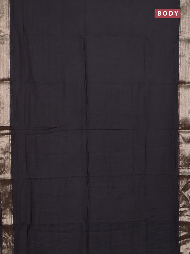 Semi chanderi saree coffee brown and beige with plain body and zari woven border