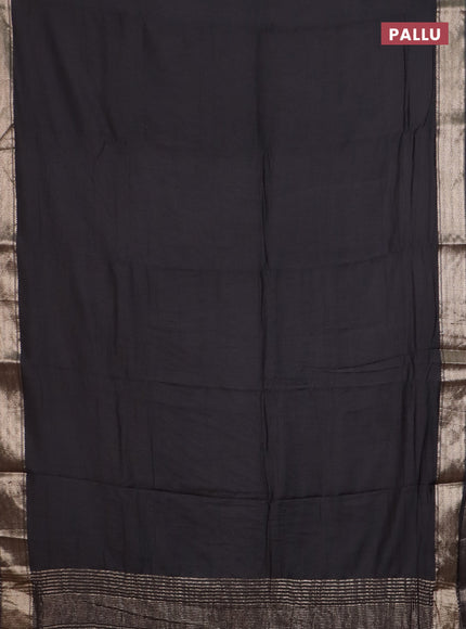 Semi chanderi saree coffee brown and beige with plain body and zari woven border