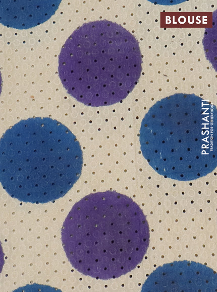 Semi chanderi saree blue and beige with plain body and zari woven border