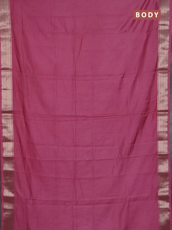 Semi chanderi saree mauve pink and beige with plain body and zari woven border