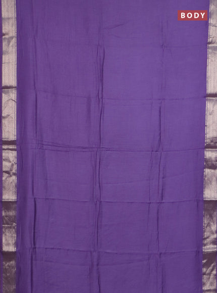 Semi chanderi saree violet shade and beige with plain body and zari woven border