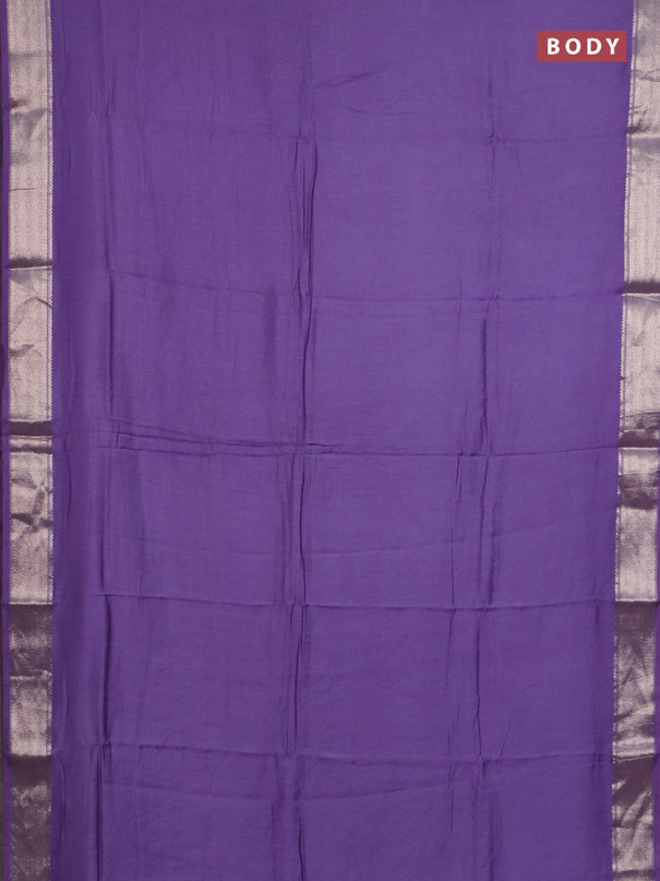 Semi chanderi saree violet shade and beige with plain body and zari woven border