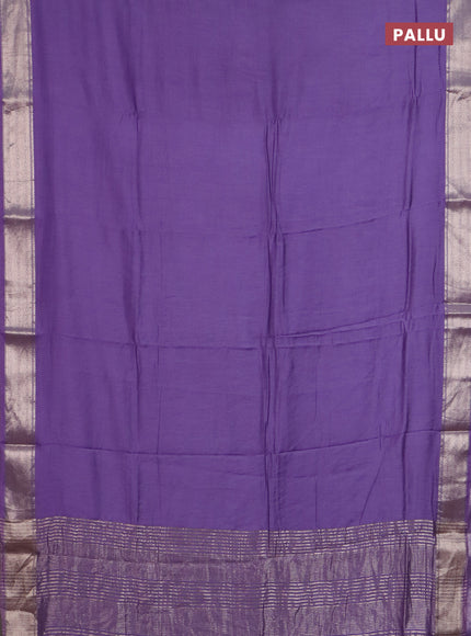 Semi chanderi saree violet shade and beige with plain body and zari woven border