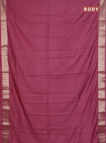 Semi chanderi saree mauve pink and beige blue with plain body and zari woven border
