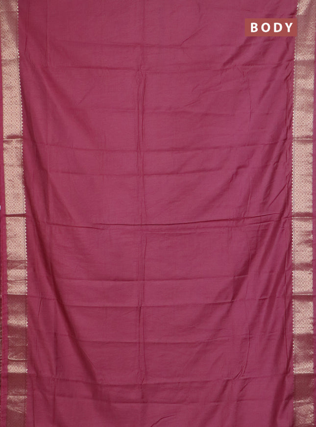 Semi chanderi saree mauve pink and beige blue with plain body and zari woven border