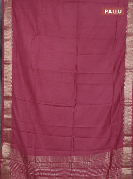 Semi chanderi saree mauve pink and beige blue with plain body and zari woven border