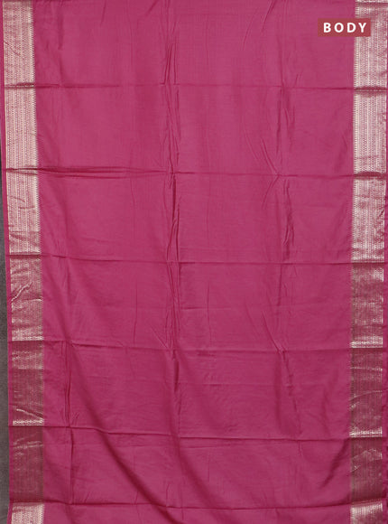 Semi chanderi saree mauve pink and pink with plain body and zari woven border