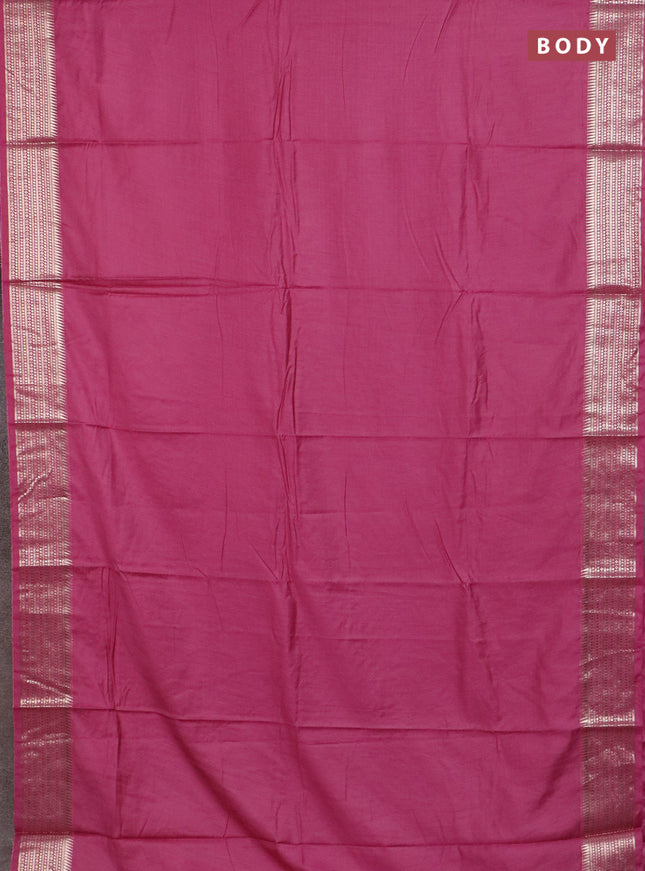 Semi chanderi saree mauve pink and pink with plain body and zari woven border
