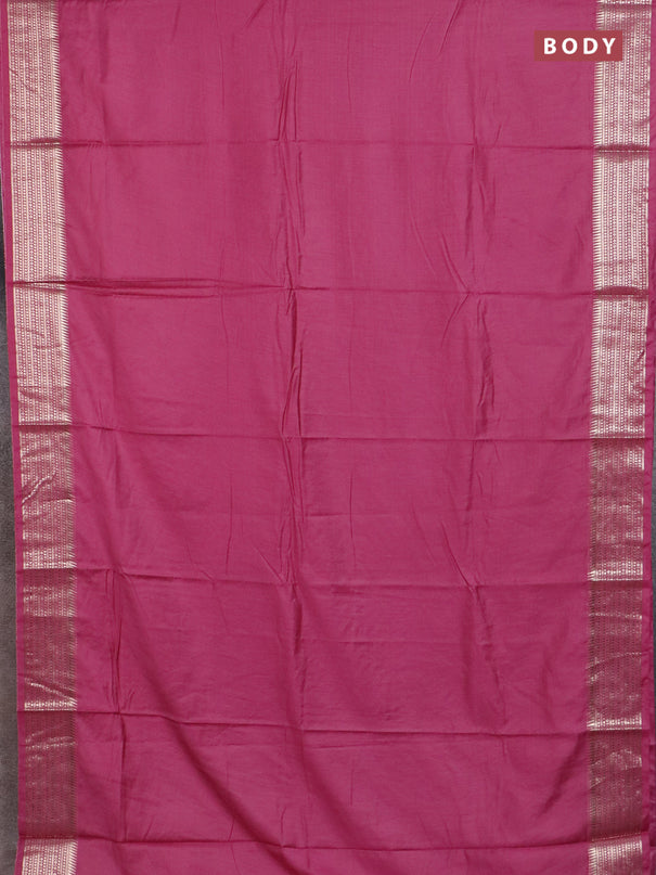 Semi chanderi saree mauve pink and pink with plain body and zari woven border