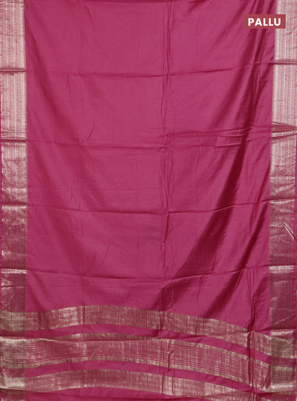 Semi chanderi saree mauve pink and pink with plain body and zari woven border