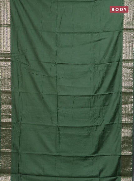 Semi chanderi saree green and light green with plain body and zari woven border