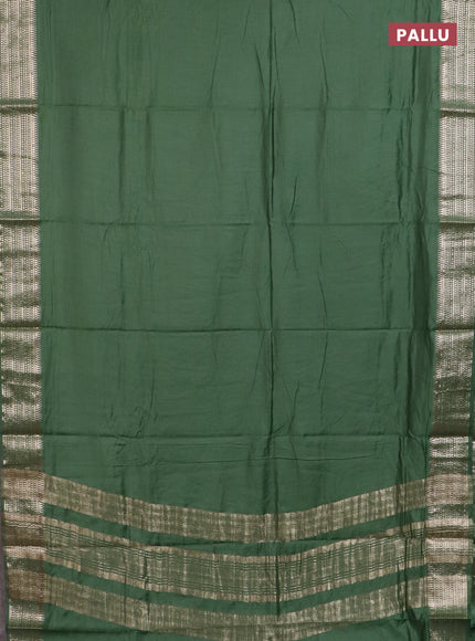 Semi chanderi saree green and light green with plain body and zari woven border