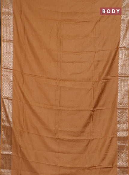 Semi chanderi saree rust shade and rust with plain body and zari woven border