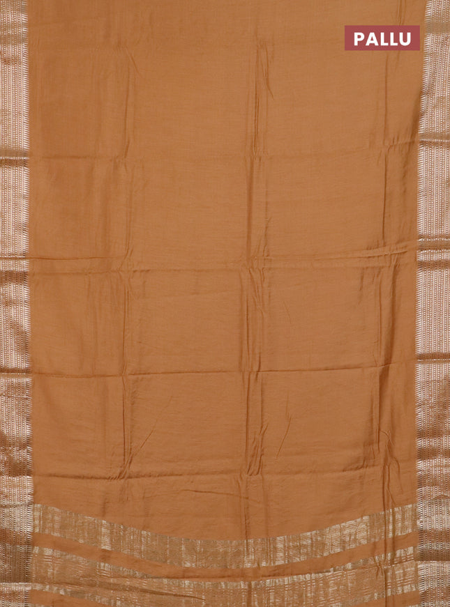 Semi chanderi saree rust shade and rust with plain body and zari woven border